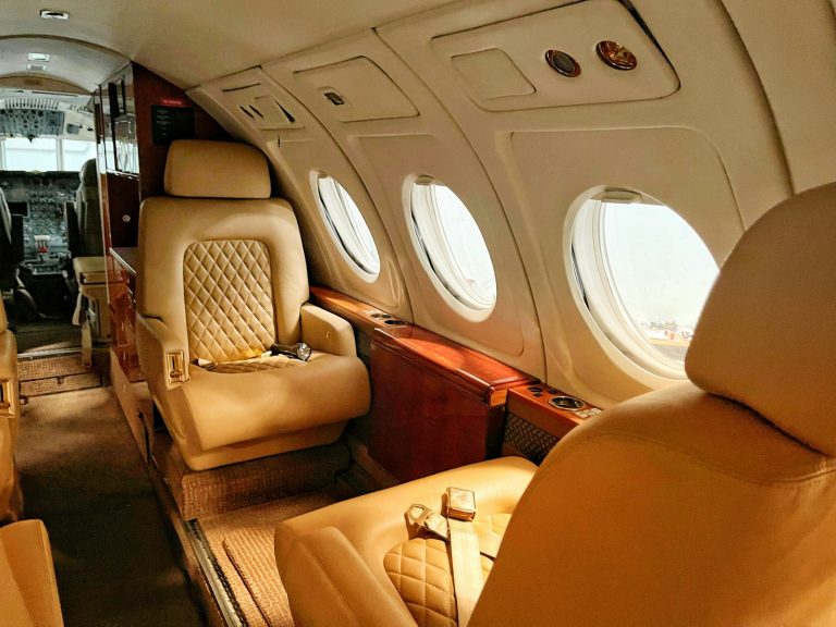 Seating inside a real aircraft cabin; illustrative cabin photo